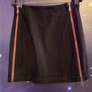 Carmar Black Mini Skirt with Bold Red Zippers Accents